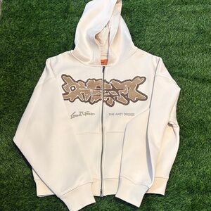 Loiter THE ANTI ORDER Men's Cream Hoodie Sweatshirt Medium